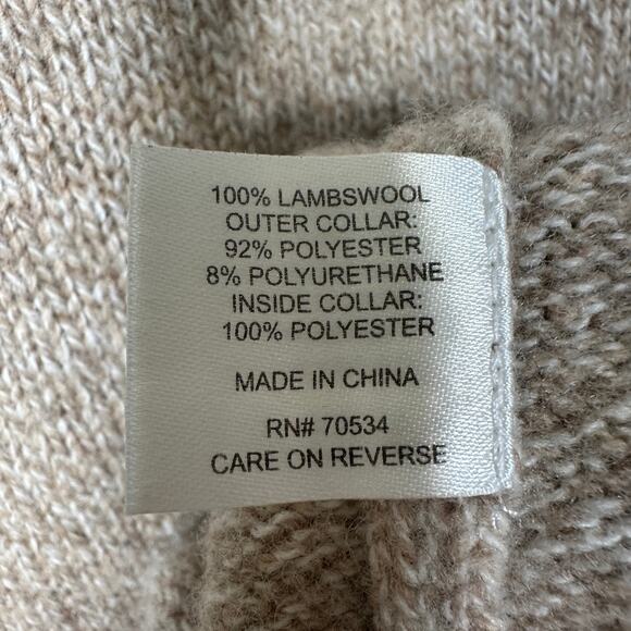 Orvis Lambswool 1/4 Zip Sweater XXL Beige Sherpa Collar Suede Trim F21 Outdoor - Picture 4 of 11